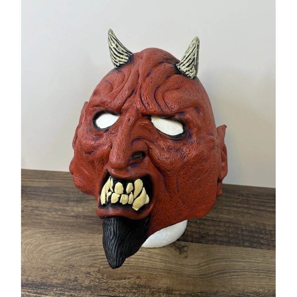 Vintage Don Post Studios Devil Satan Demon Latex Halloween Mask Horns 2000